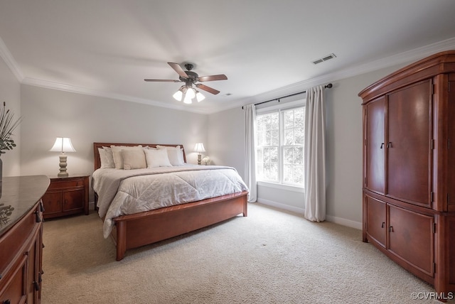 6013 Glen Abbey Dr, Glen Allen, VA 23059 - bedroom featuring ornamental molding, light colored carpet, and a ceiling fan