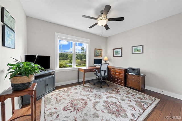 11561 Smokehouse Dr, Amelia Courthouse, VA 23002 - home office with wood finished floors and ceiling fan