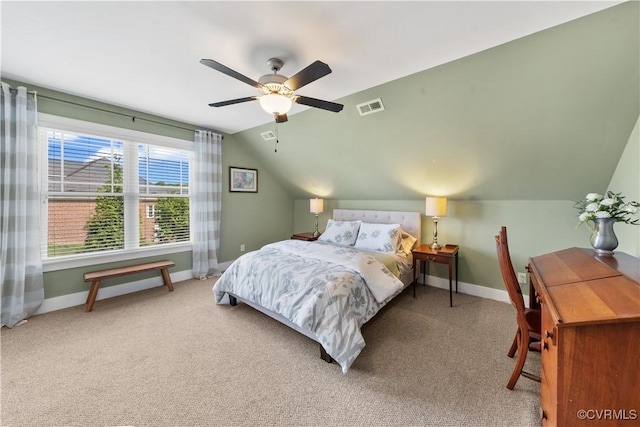 11561 Smokehouse Dr, Amelia Courthouse, VA 23002 - bedroom featuring vaulted ceiling, carpet flooring, and a ceiling fan