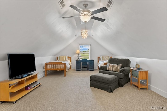 11561 Smokehouse Dr, Amelia Courthouse, VA 23002 - carpeted bedroom featuring lofted ceiling and a ceiling fan