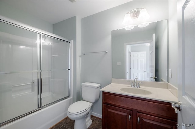 3316 Kennington Park Rd, King William, VA 23009 - bathroom featuring vanity, bath / shower combo with glass door, and tile patterned floors