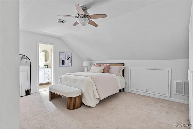1708 Westwood Ave, Richmond, VA 23227 - bedroom with lofted ceiling, carpet flooring, a ceiling fan, and ensuite bathroom