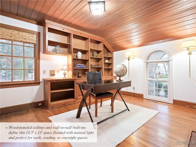 2821 Newquay Ln, North Chesterfield, VA 23236 - home office featuring wooden ceiling, vaulted ceiling, and wood finished floors