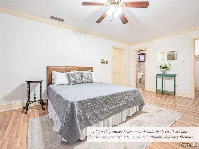 2821 Newquay Ln, North Chesterfield, VA 23236 - bedroom featuring wood finished floors, ornamental molding, and a ceiling fan