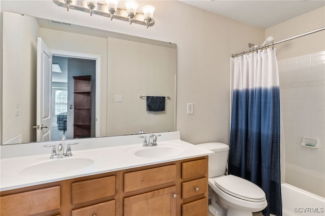 11012 Wingstem Ct, Glen Allen, VA 23060 - bathroom with double vanity and shower / tub combo with curtain