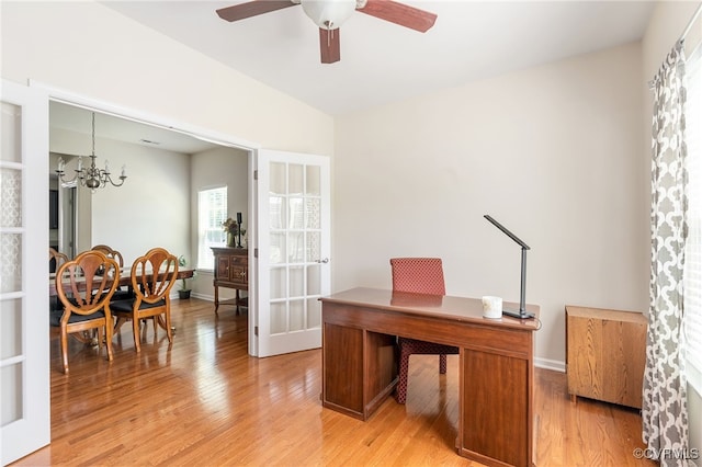 11012 Wingstem Ct, Glen Allen, VA 23060 - office space featuring light wood-type flooring, a chandelier, and ceiling fan