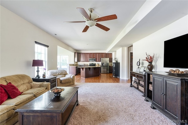 11012 Wingstem Ct, Glen Allen, VA 23060 - living area with light colored carpet and a ceiling fan