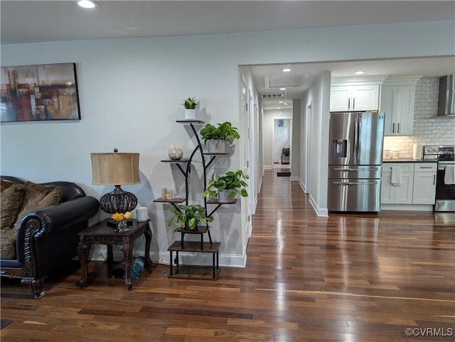 186 Piedmont Ave, Colonial Heights, VA 23834 - living room with dark wood-style floors, attic access, and recessed lighting