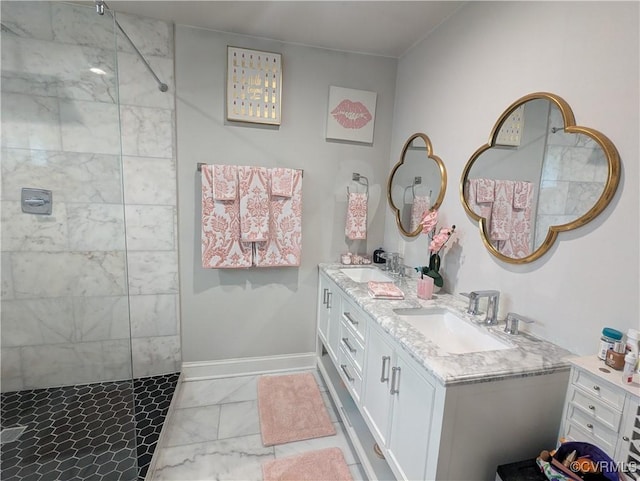 186 Piedmont Ave, Colonial Heights, VA 23834 - full bath featuring double vanity, a tile shower, and marble finish floors