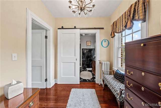 16520 Church St, Amelia Courthouse, VA 23002 - entrance foyer featuring radiator, dark wood finished floors, and a chandelier