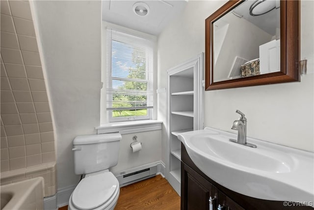 16520 Church St, Amelia Courthouse, VA 23002 - bathroom featuring a baseboard heating unit, vanity, and wood finished floors