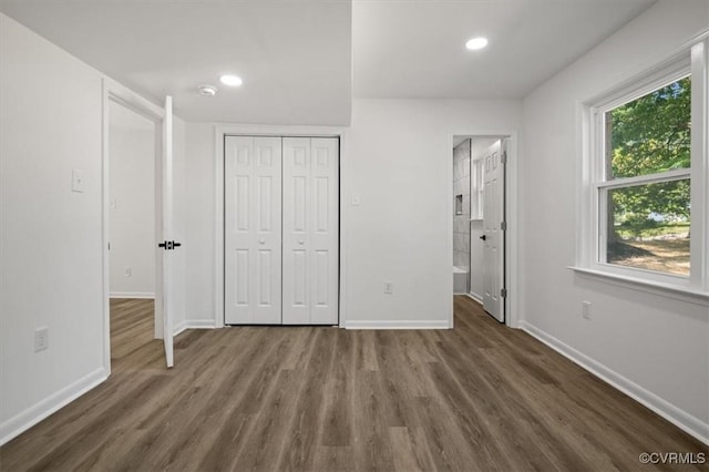 419 Marblethorpe Rd, North Chesterfield, VA 23236 - unfurnished bedroom with wood finished floors, recessed lighting, a closet, and ensuite bathroom