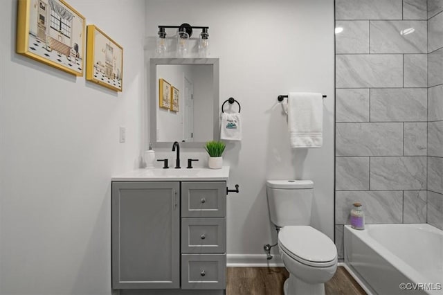 419 Marblethorpe Rd, North Chesterfield, VA 23236 - bathroom with wood finished floors, vanity, and shower / tub combination