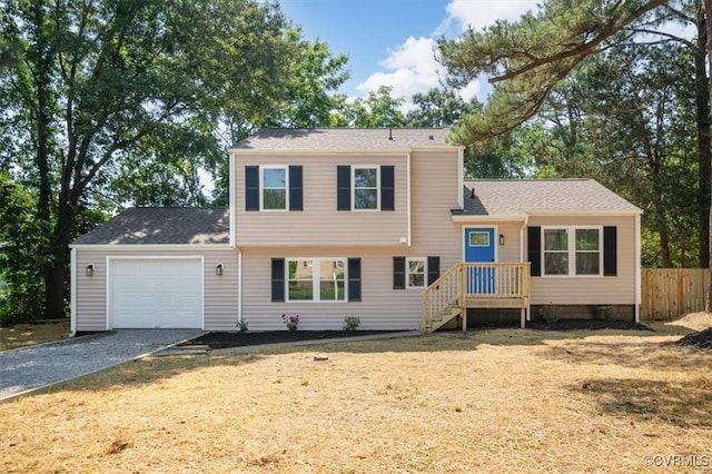 419 Marblethorpe Rd, North Chesterfield, VA 23236 - split level home with an attached garage, driveway, and a shingled roof