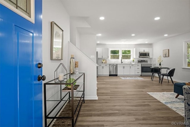 419 Marblethorpe Rd, North Chesterfield, VA 23236 - entryway featuring recessed lighting and wood finished floors