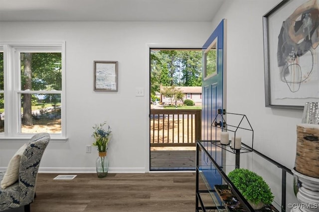 419 Marblethorpe Rd, North Chesterfield, VA 23236 - doorway to outside with wood finished floors and baseboards