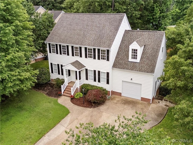 12213 Collinstone Pl, Glen Allen, VA 23059 - colonial house with driveway, roof with shingles, an attached garage, and a front yard