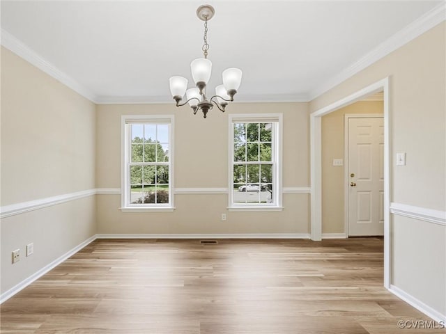 12213 Collinstone Pl, Glen Allen, VA 23059 - unfurnished dining area featuring a chandelier, light wood-style floors, and ornamental molding