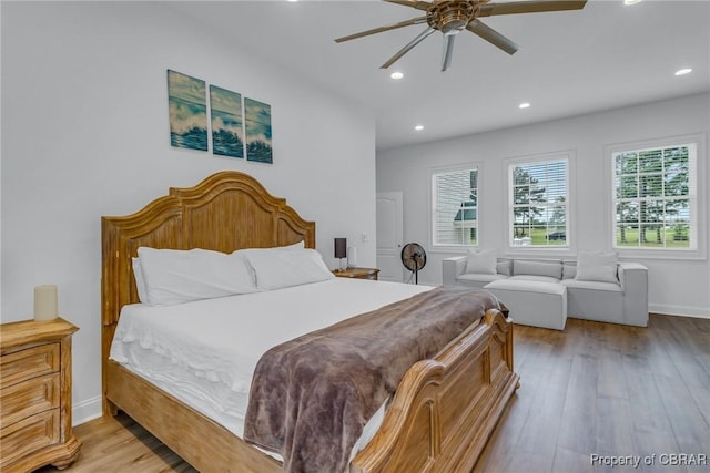 3315 Windmill Point Rd, White Stone, VA 22578 - bedroom with recessed lighting, wood finished floors, and a ceiling fan