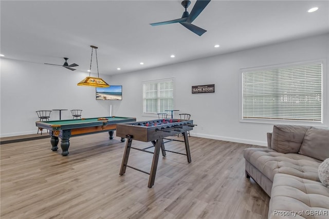3315 Windmill Point Rd, White Stone, VA 22578 - playroom with ceiling fan, recessed lighting, wood finished floors, and pool table