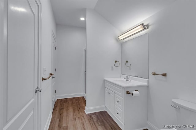3315 Windmill Point Rd, White Stone, VA 22578 - bathroom featuring vanity, wood finished floors, and recessed lighting