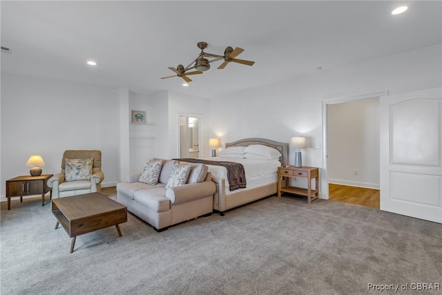 3315 Windmill Point Rd, White Stone, VA 22578 - carpeted bedroom with recessed lighting and a ceiling fan