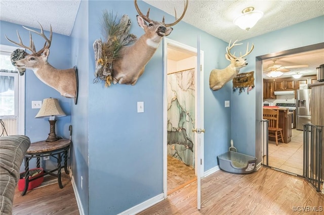 1305 Pea Ridge Rd, King & Queen, VA 23023 - corridor featuring a textured ceiling and light wood-type flooring