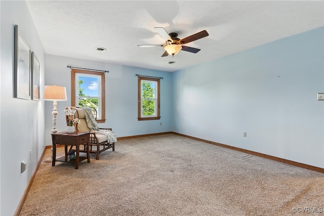 8346 Hanover Grove Blvd, Hanover, VA 23111 - sitting room featuring carpet floors, a ceiling fan, and a textured ceiling