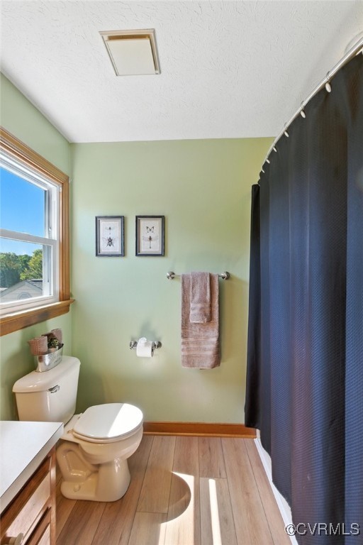8346 Hanover Grove Blvd, Hanover, VA 23111 - full bathroom with wood finished floors, vanity, a textured ceiling, and curtained shower