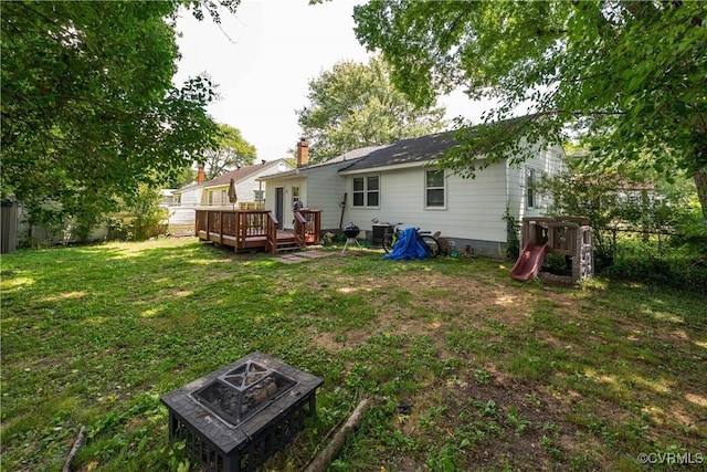 104 N Beech Ave, Henrico, VA 23075 - view of yard featuring a deck and a fire pit