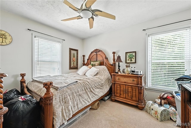 4901 Green Run Dr, Henrico, VA 23228 - bedroom with carpet flooring, a textured ceiling, and a ceiling fan