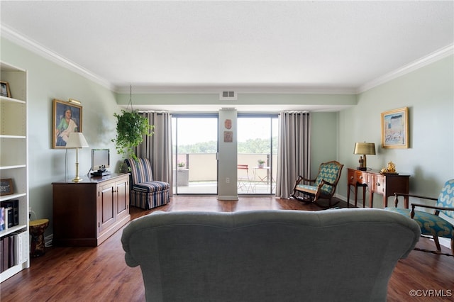 2956 Hathaway Rd Unit 807, Richmond, VA 23225 - living room featuring crown molding and dark wood finished floors