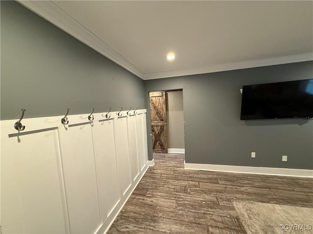411 Sherman Ave, Hopewell, VA 23860 - mudroom featuring ornamental molding, dark wood-style flooring, and recessed lighting