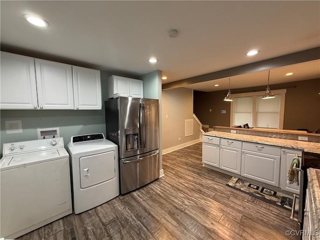 411 Sherman Ave, Hopewell, VA 23860 - washroom featuring separate washer and dryer, dark wood-style floors, and recessed lighting
