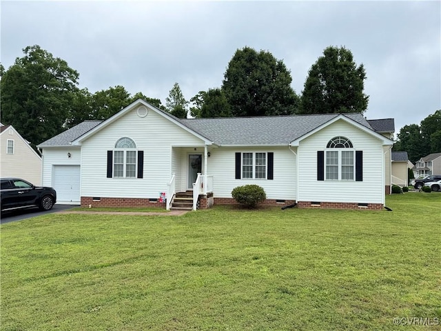7873 Willow Walk Dr, Chesterfield, VA 23832 - single story home featuring crawl space, a shingled roof, a front lawn, and driveway