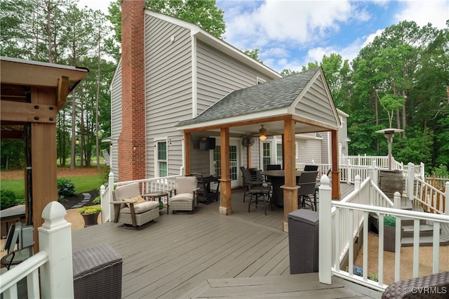 1442 Dorset Rd, Powhatan, VA 23139 - wooden deck featuring outdoor dining space and ceiling fan