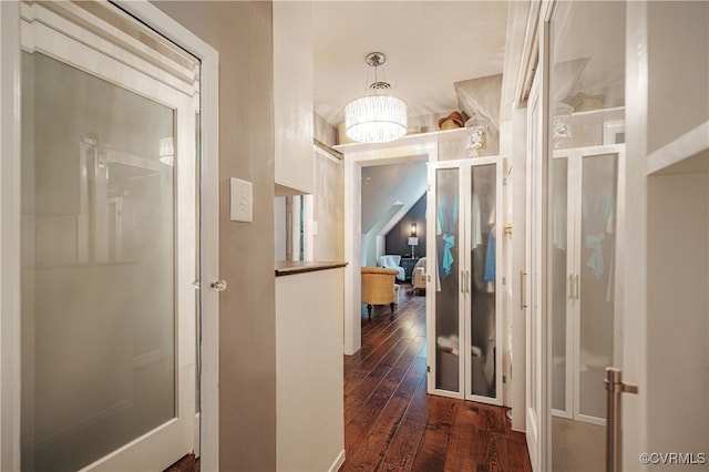 1442 Dorset Rd, Powhatan, VA 23139 - hallway with dark wood-style floors