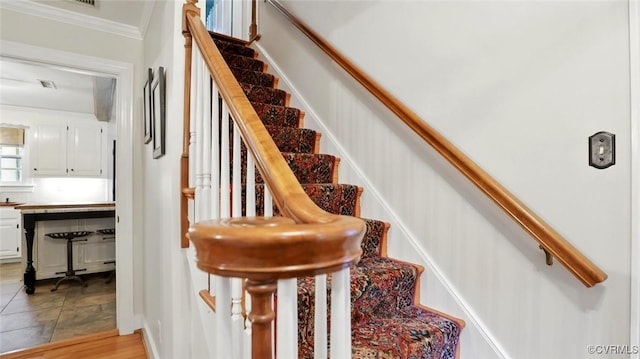 2711 Salisbury Rd, Midlothian, VA 23113 - staircase featuring ornamental molding