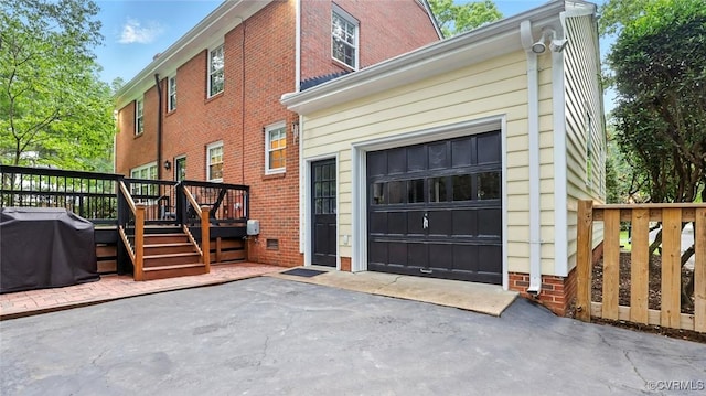 2711 Salisbury Rd, Midlothian, VA 23113 - view of side of home featuring a garage, a deck, and brick siding