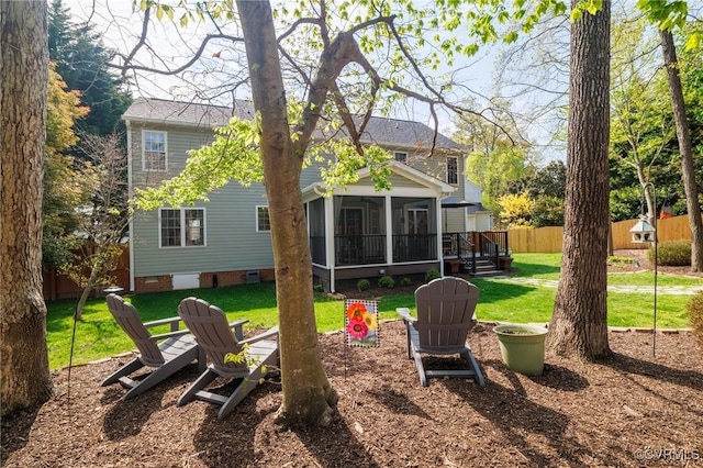 11830 Explorer Ct, Midlothian, VA 23114 - back of property with a sunroom, an outdoor fire pit, and crawl space