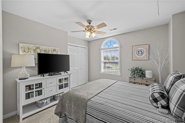 11830 Explorer Ct, Midlothian, VA 23114 - carpeted bedroom featuring a closet and a ceiling fan