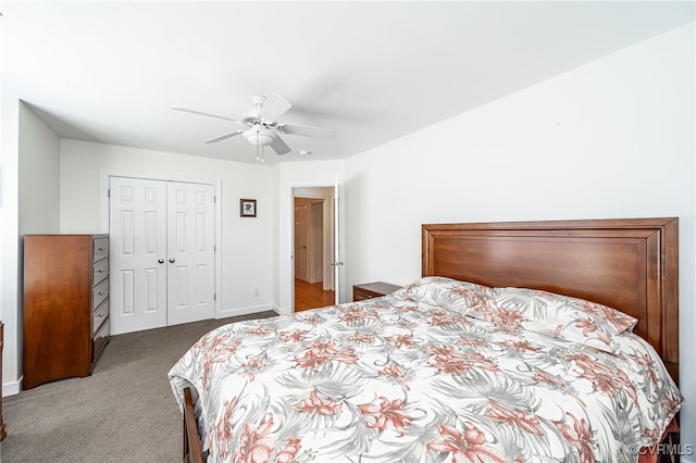 5020 Park Meadows Way, Glen Allen, VA 23059 - bedroom with carpet flooring, a closet, and a ceiling fan