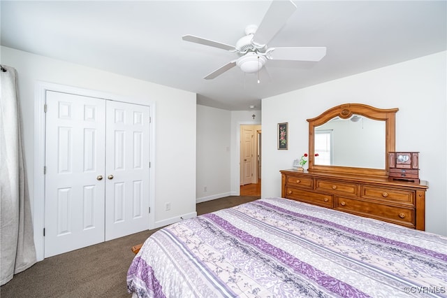 5020 Park Meadows Way, Glen Allen, VA 23059 - bedroom featuring carpet, a closet, and ceiling fan