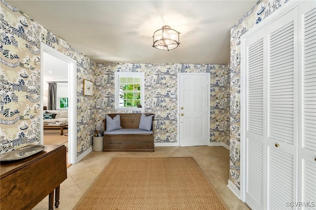 8950 Bellefonte Rd, Henrico, VA 23229 - sitting room featuring wallpapered walls and light tile patterned floors