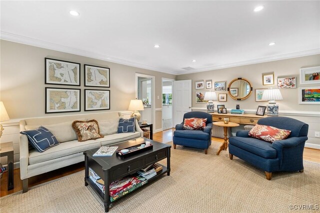 8950 Bellefonte Rd, Henrico, VA 23229 - living area featuring ornamental molding, recessed lighting, and light wood finished floors