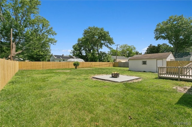808 Penniman Rd, Williamsburg, VA 23185 - fenced backyard featuring an outdoor fire pit, a deck, and a patio area