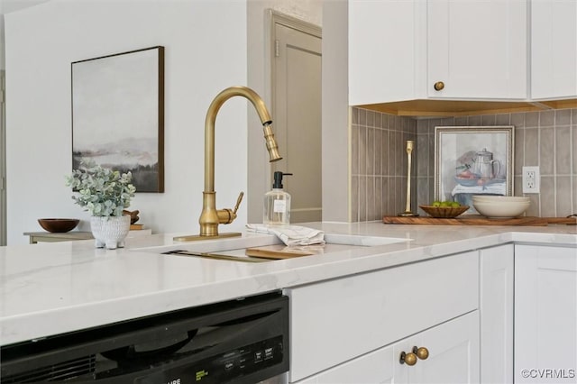 808 Penniman Rd, Williamsburg, VA 23185 - kitchen with decorative backsplash, dishwasher, and white cabinets