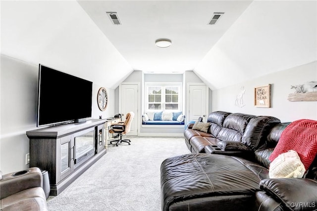 9401 Alsace Ct, Mechanicsville, VA 23116 - living room featuring carpet and lofted ceiling