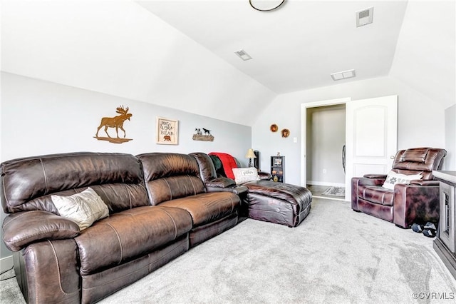9401 Alsace Ct, Mechanicsville, VA 23116 - living area featuring carpet flooring and vaulted ceiling