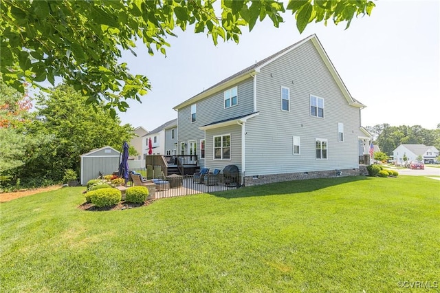 9401 Alsace Ct, Mechanicsville, VA 23116 - back of property with a storage unit, a yard, a deck, and a patio